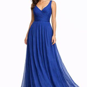 J.Crew Heidi Silk Maxi Dress Royal Blue Ruched Bodice Size 8